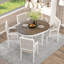 Ensemble de table de salle à manger 5 pièces et 4 chaises avec accoudoirs (brun et blanc)-788510407-788510404-788510405