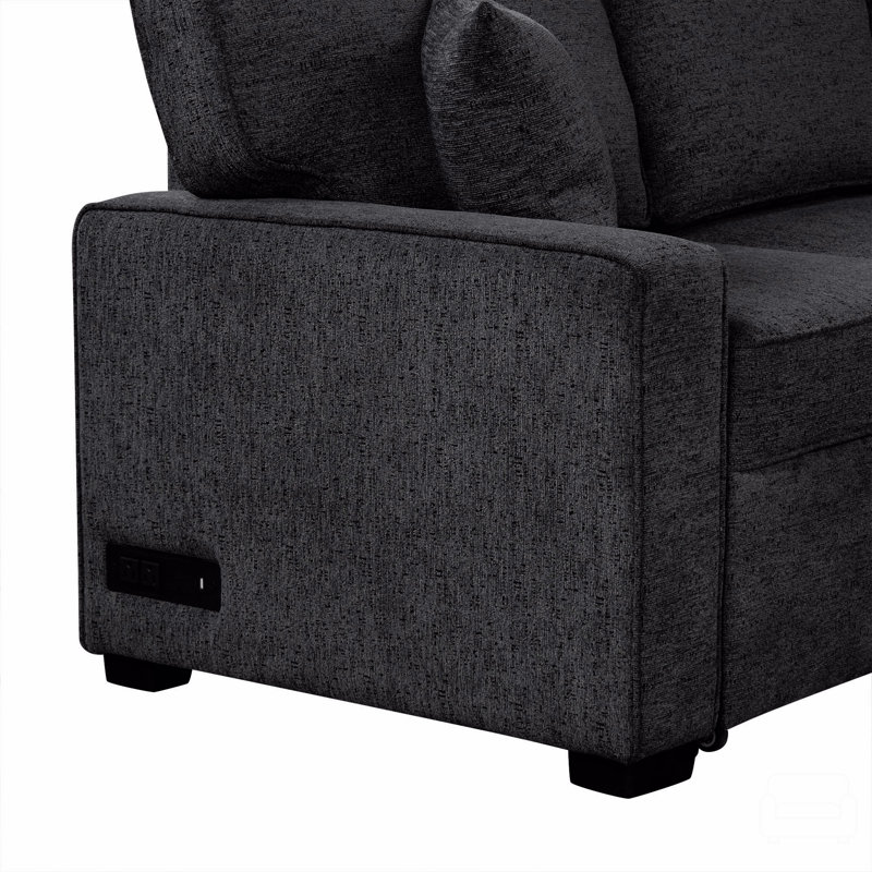 Canapé-lit modulaire en forme de L 126 "avec canapé-lit et dispositif de chargement avec porte-gobelets