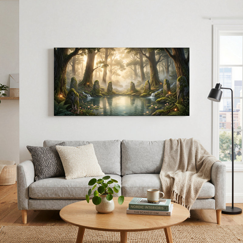 Ensemble de 1 tableau sur toile Forêt enchantée, L 32 po x H 16 po, Toile tendue