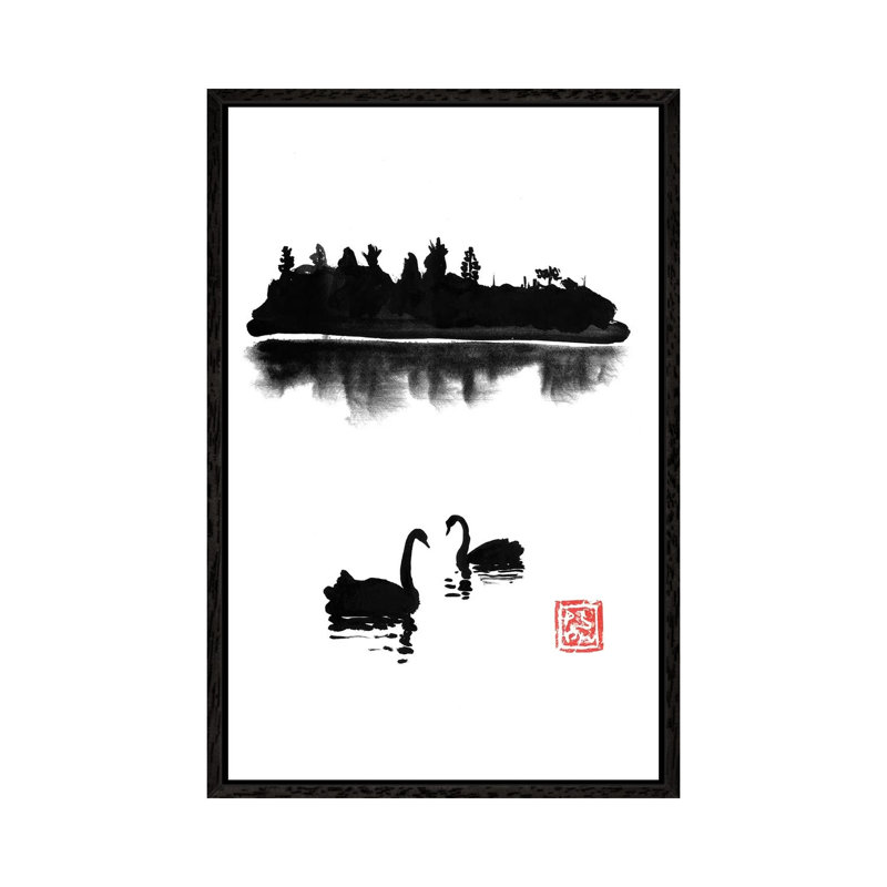 Swan Island by Péchane - Print on Canvas, Black Framed, 101.6 cm H x 66.04 cm W