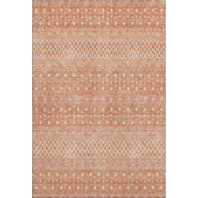 Premium Machine Washable Prisco Salmon Rug