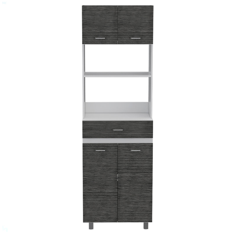 Pembrooke 2-Shelf 1-Drawer Microwave Pantry Cabinet, Gray