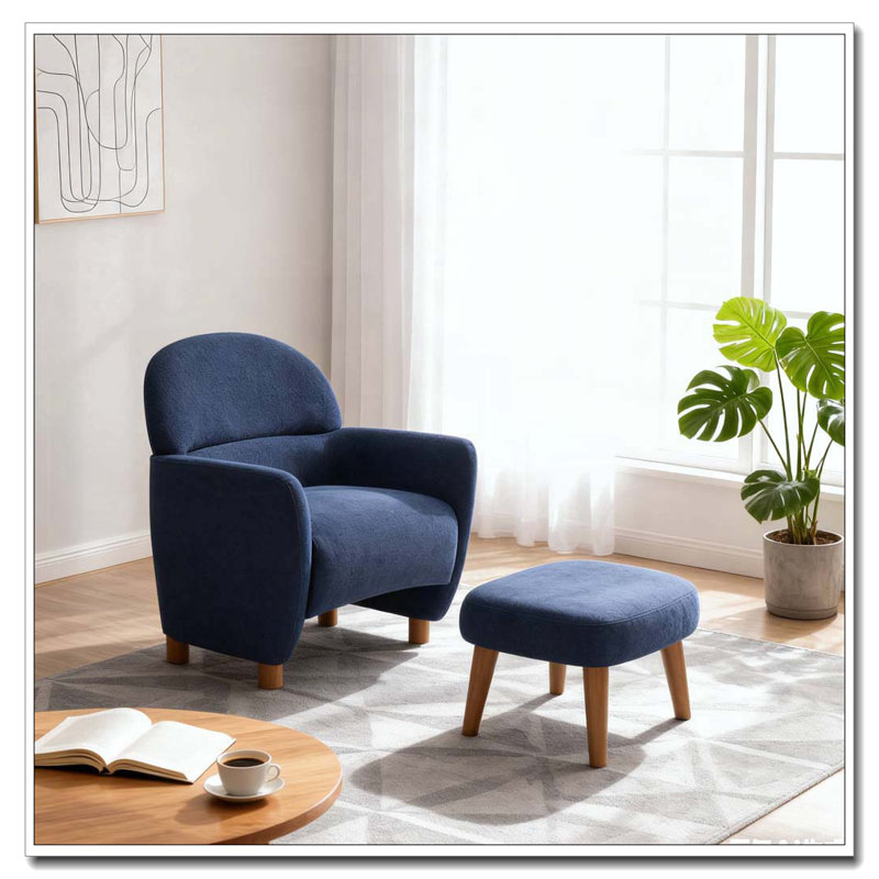 Chaise de loisir rembourrée avec repose-pieds, Bleu