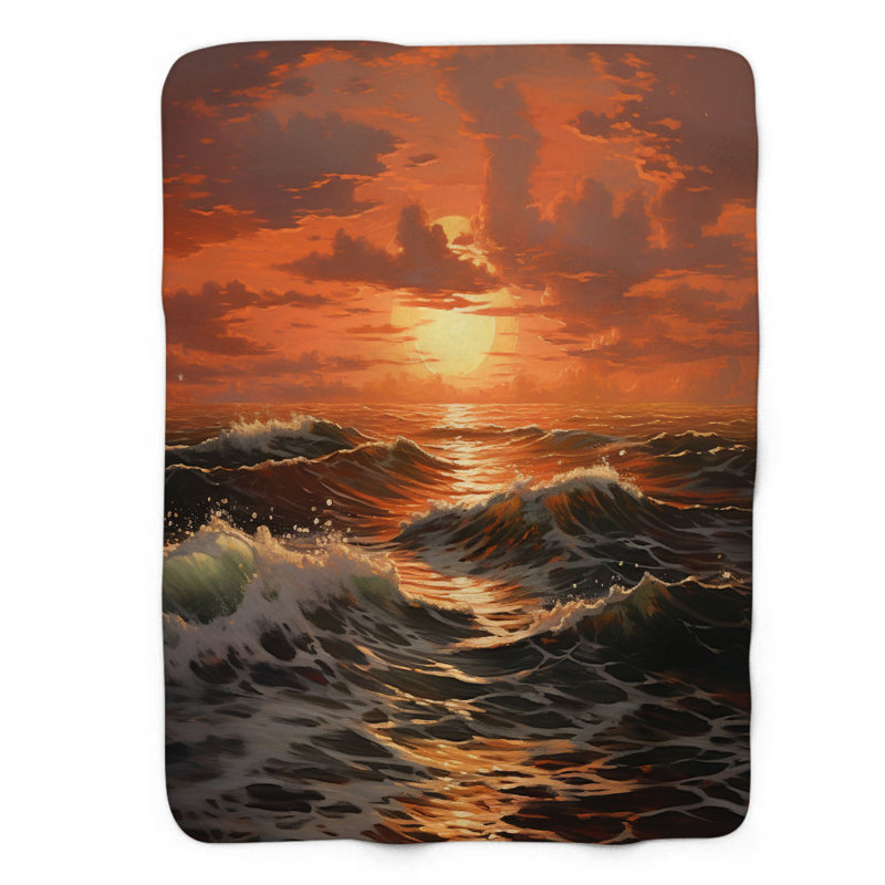 Couverture en sherpa 1 pièce Twilight Sea, Lit simple