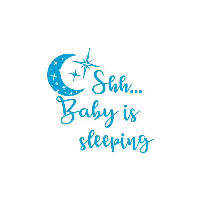 Shh... décalcomanie murale "baby is sleep" Bedell, Bleu givré
