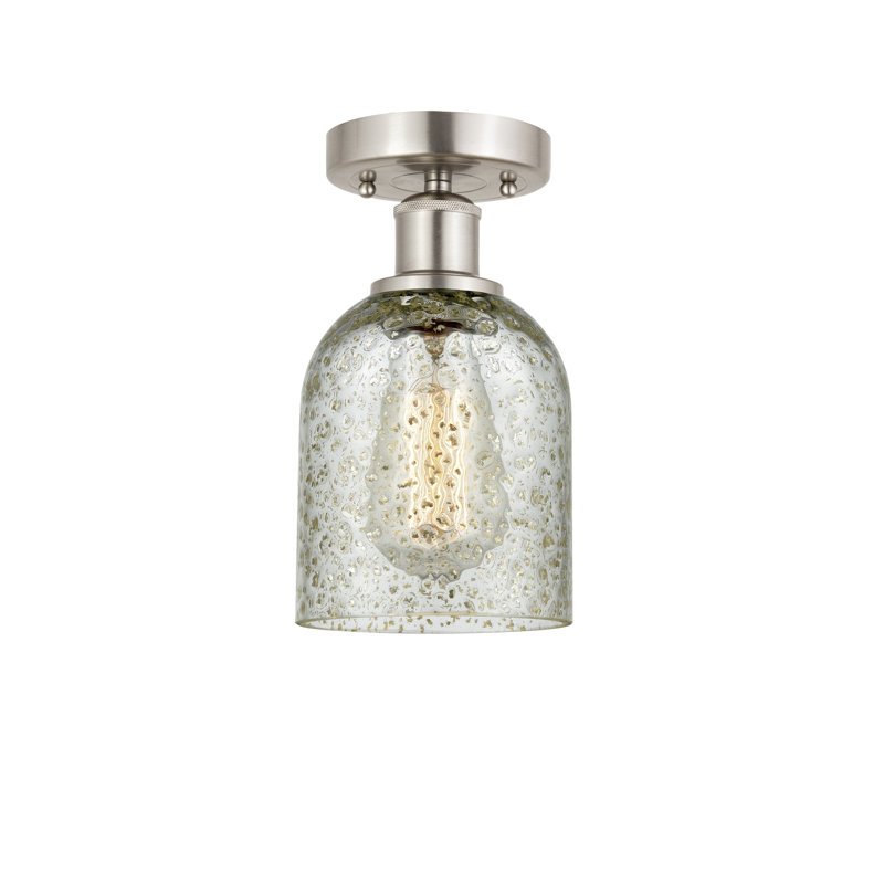 Plafonnier semi-encastré Reiko, Mica, Nickel satiné brossé, H 9,75 po x l 5 po x P 5 po