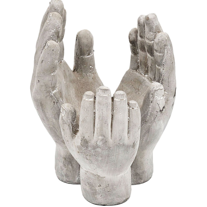 9-Inch Cement Accepting Hands Accent Decor In Antique Gray For Indoor Outdoor Planting And Candle Arranging Style 9 Of 2 Display Small Plants Or Candles