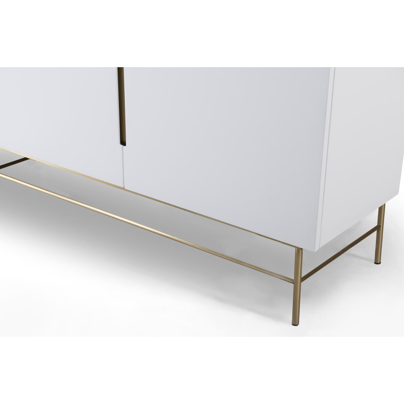 Nicholls 220cm Sideboard, White/Gold