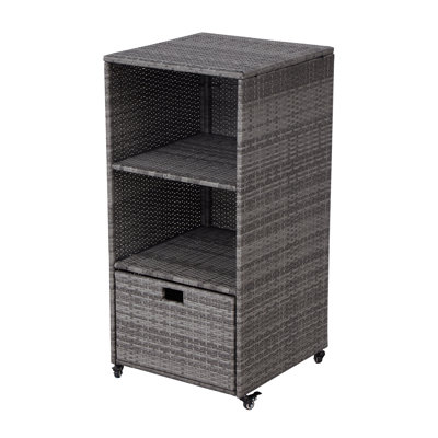 Kinbor 23.6'' W 117 Gallons Wicker Towel Valet with Wheels