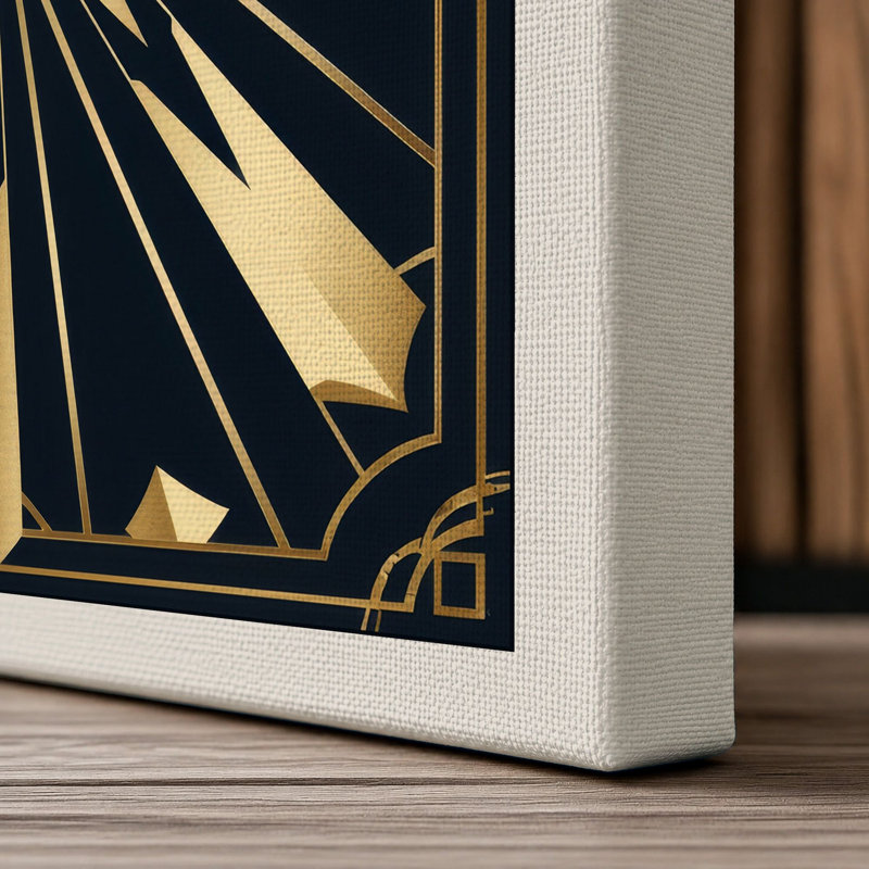 Gilded Sunburst Art Deco - Wrapped Canvas, Cream Border, 18x12 - 45.7 x 30.5 cm