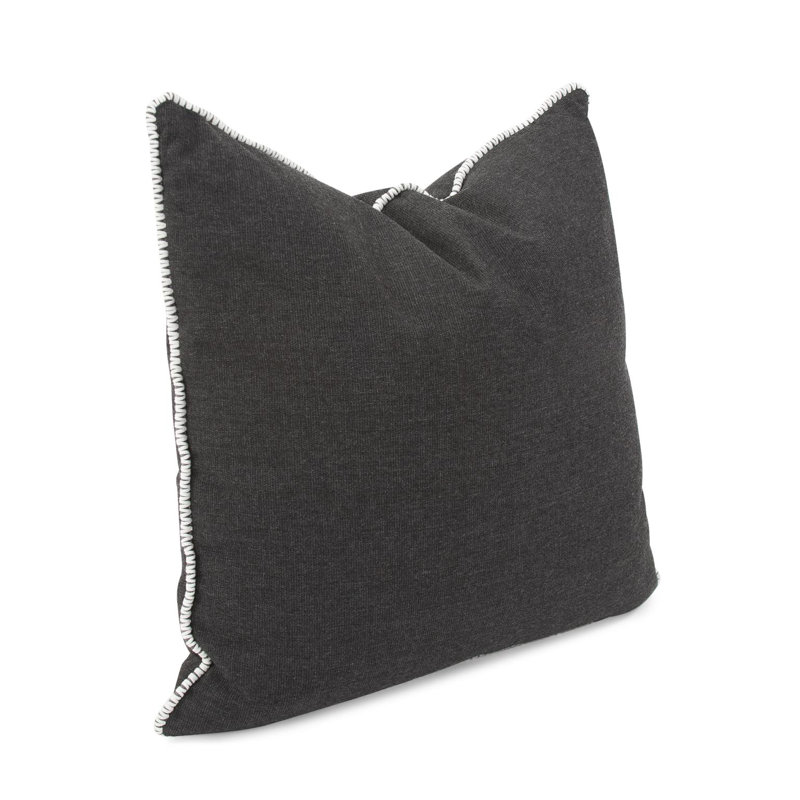 Housse et insert de coussin décoratif intérieur / extérieur Delijah Sunbrella®, 20 po x 20 po, Charbon paysage marin