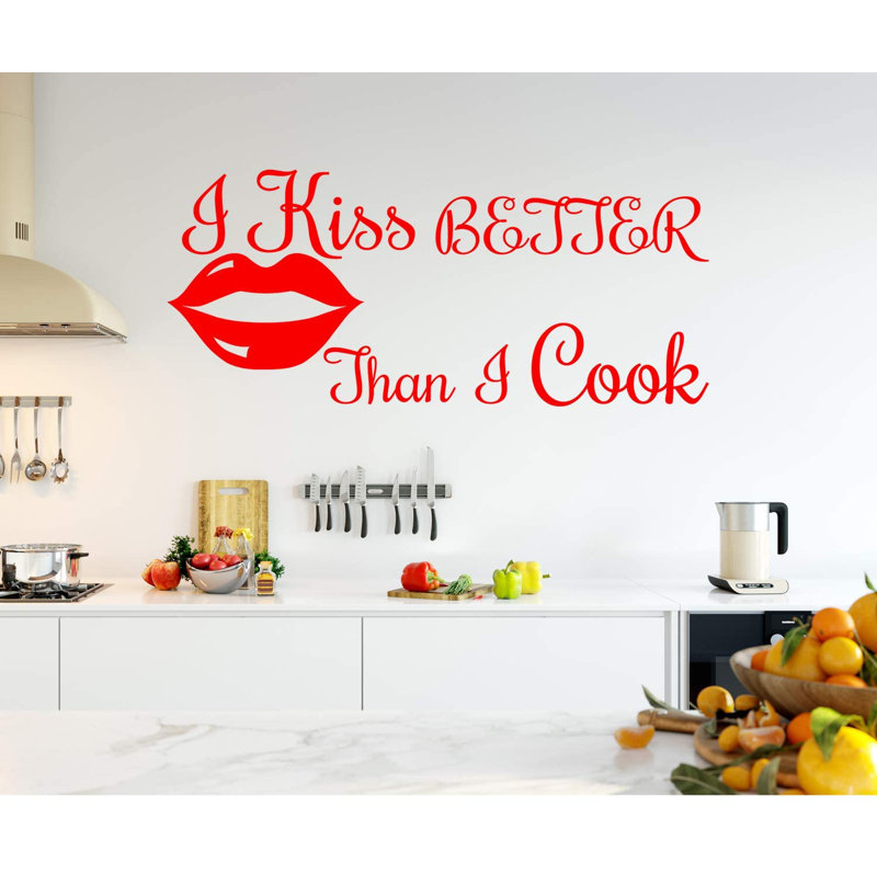 Adhésif décoratif i baiser better than I Cook, H 22,5 po x l 50 po, Rouge