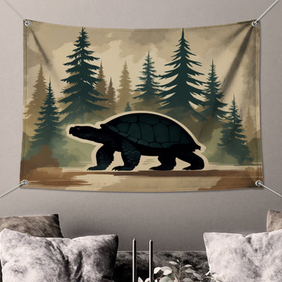 Tapisserie murale tortue en forêt - décoration murale tortue