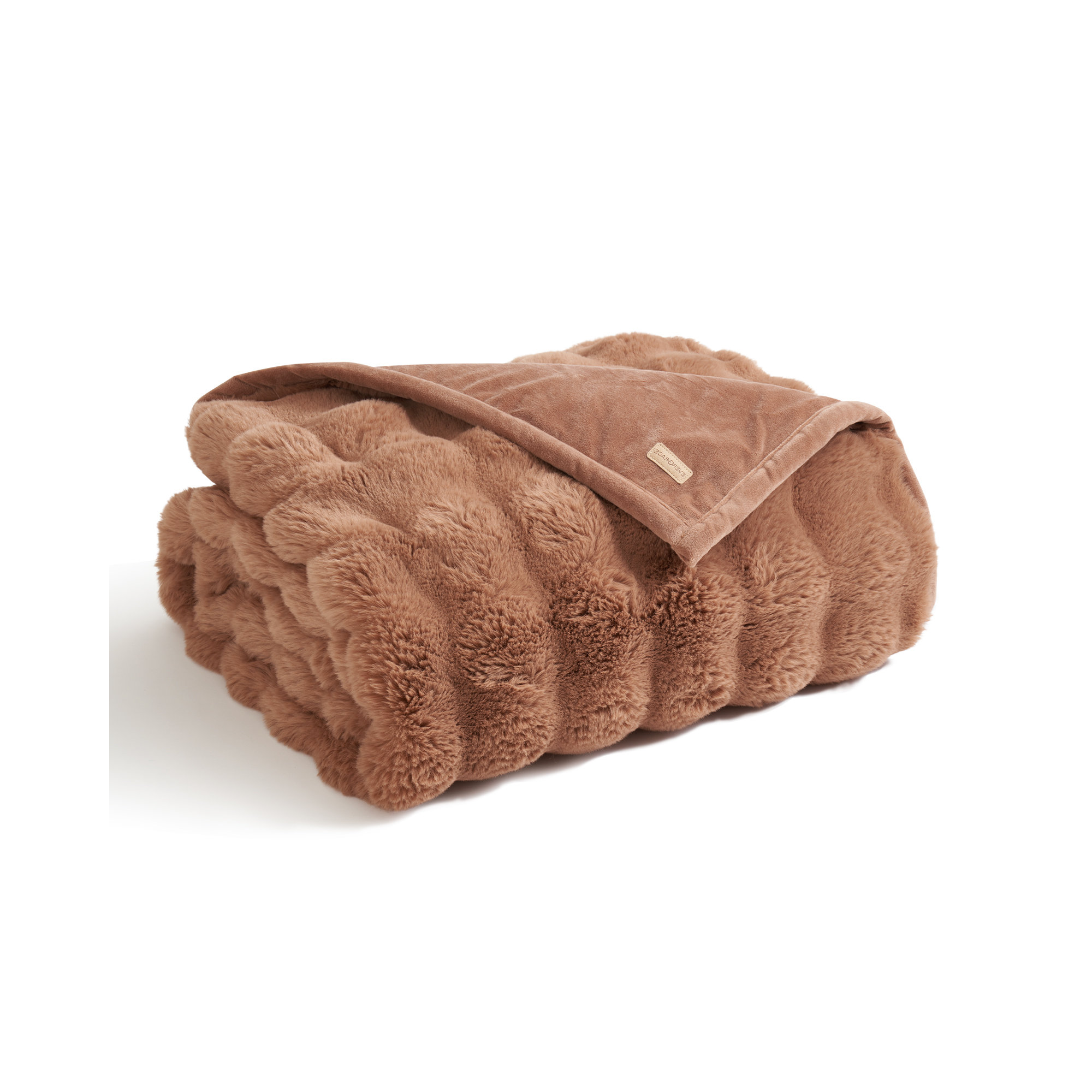 Ridgeline Faux Fur Throw Blanket, Camel, 80" L x 60" W