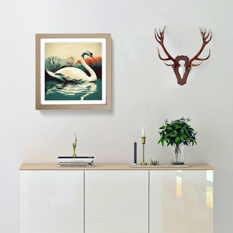 Swan - Framed Print, Oak