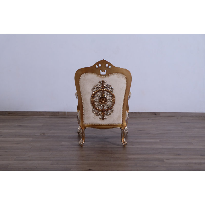 3 Piece Saint Germain Living Room Set, Gold/Beige/Light Brown