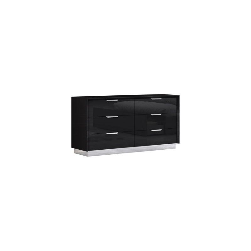 Commode double 6 tiroirs Aspinwall, Noir lustré