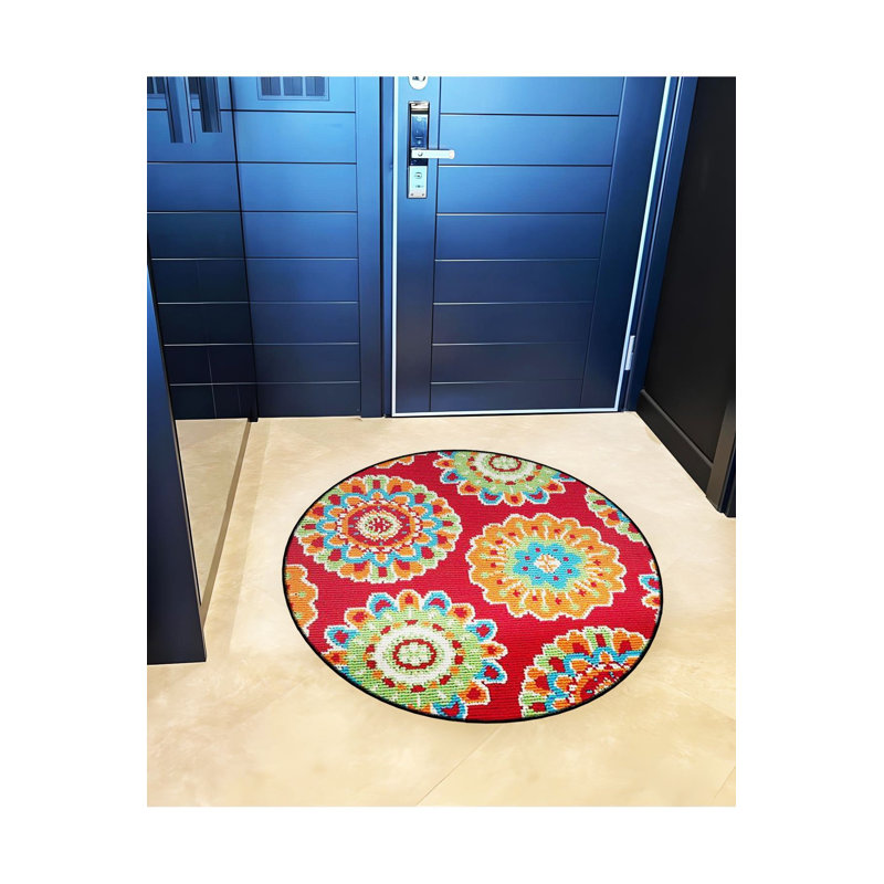 Tapis rond rond lavable à la machine, Sous-tapis rond 2 pi 8 po inclus