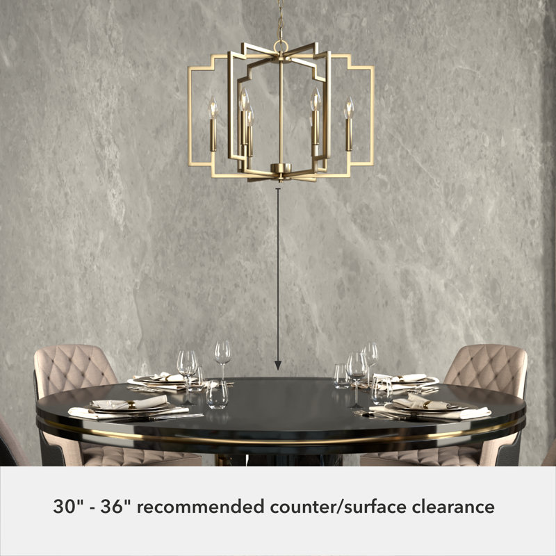 Hunter 30 Inch Zoanne 6 Light Chandelier Ceiling Light Fixture, Alturas Gold, 16.5" H x 24" W x  24" D