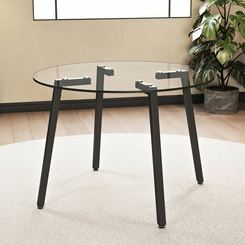 Table de salle à manger Heimoana, Noir, H 29,5 po x l 40 po x P 40 po