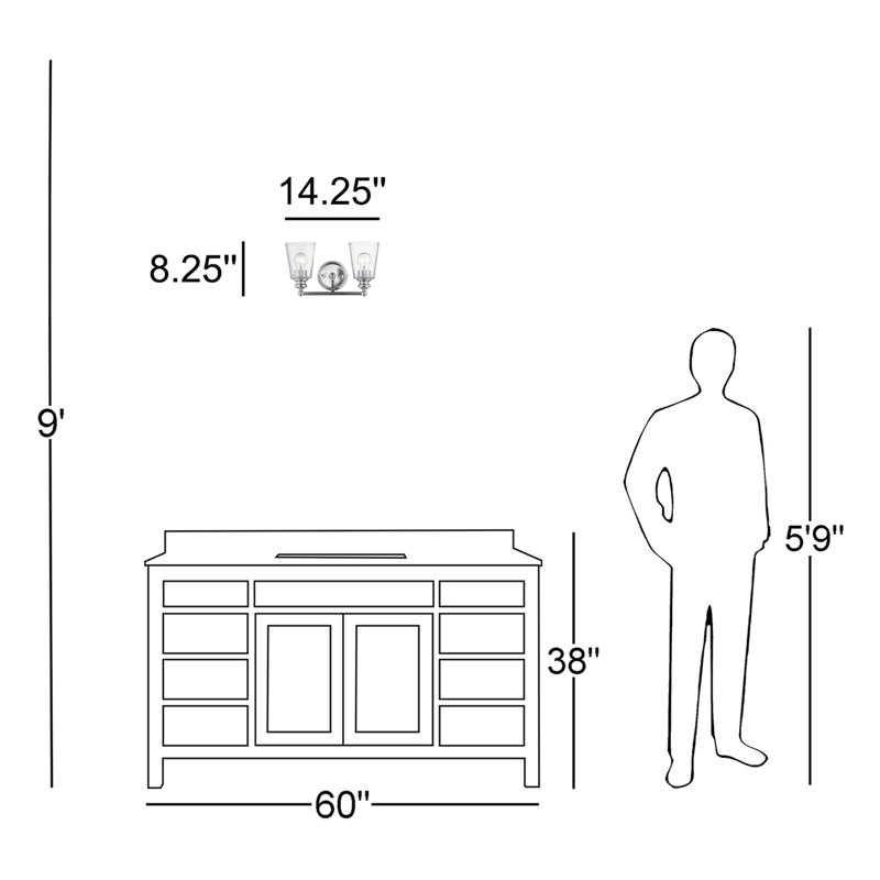 Éclairage pour meuble-lavabo 2 lumières Hogue, Chrome