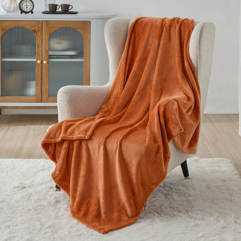 Couverture polaire Cozy Winter Collection 300GSM pour canapé, canapé, lit, Orange brûlé, L 50 po x L 70 po