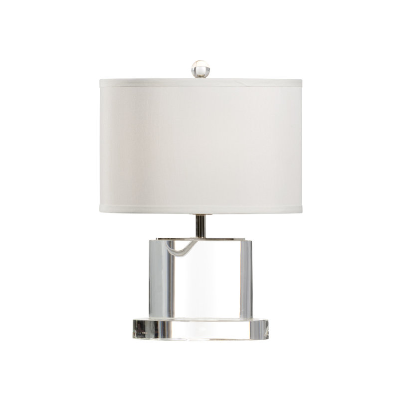 Clear Crystal and White Silkette Table Lamp with 3-Way Switch