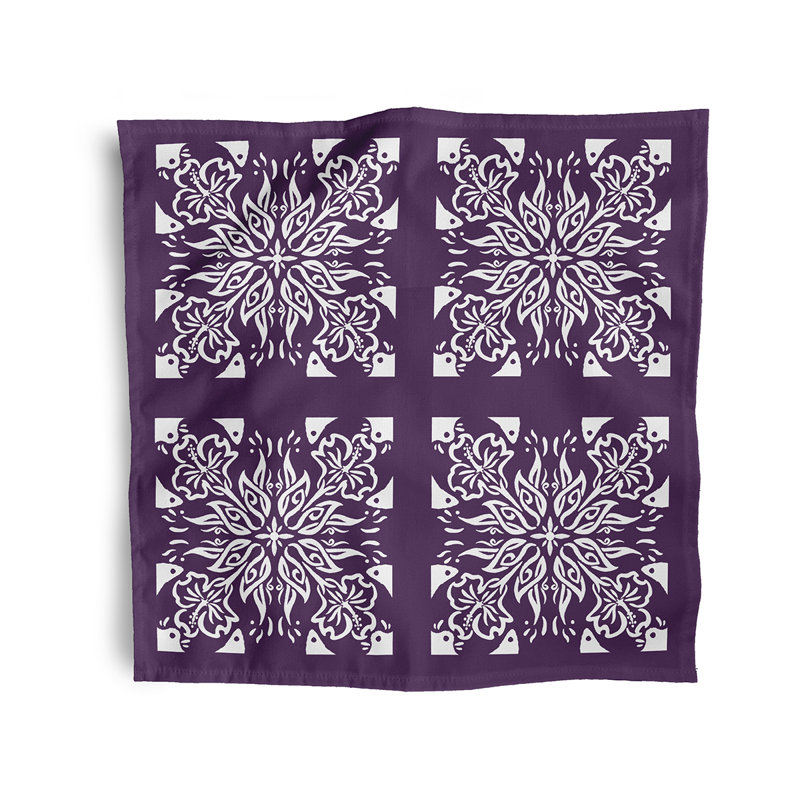 Chickeinno Polyester Geometric Square Napkin, Purple