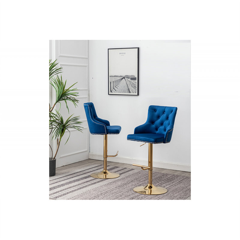 Tabouret de bar pivotant réglable avec base dorée (ensemble de 2)