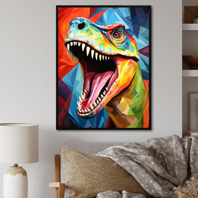 Cubiste coloré Trex Dino I - dinosaure, art mural