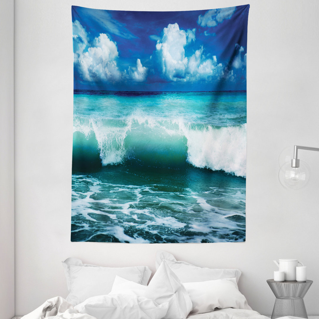 Wandbehang Karibik Insel Küste Meereslandschaft Wellen Wasser Splash Surfen Sport Theme