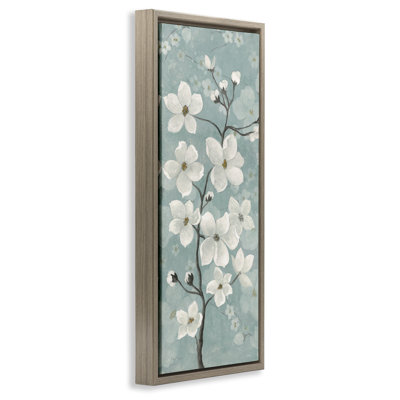 Apple Blossom on Green Floating Frame, design by Janet Tava