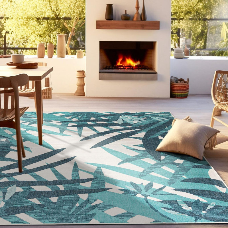 Indoor/Outdoor Botanical Area Rug, Square 7'10"