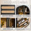 Armoire de rangement arquée moderne avec tiroirs en rotin et portes en verre, huche à 3 niveaux avec 2 grands tiroirs de rangement-851920364