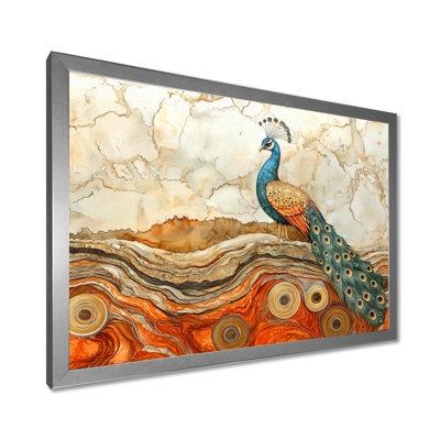 Hanning Colorfull Peacock In Autumn Landscape II - Peacock Wall Art