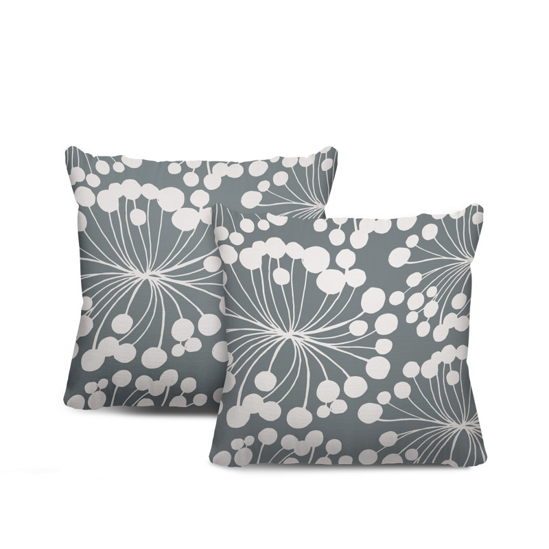 Housse et insert de coussin décoratif intérieur / extérieur en mélange de polyester, L 19 po x H 19 po, Gris