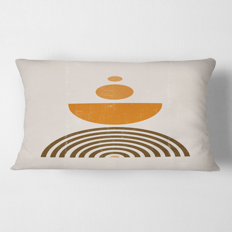 Abstrait arc-en-ciel soleil et lune en tons de terre V - coussin moderne imprimé