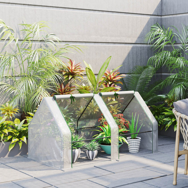 Mini jardin extérieur portatif 6 pi x 3 pi x 3 pi Outsunny, Blanc