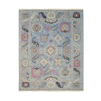 Light Blue Hand Knotted Area Rug