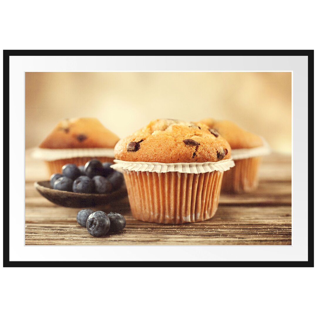 Gerahmtes Poster Muffins mit Blaubeeren