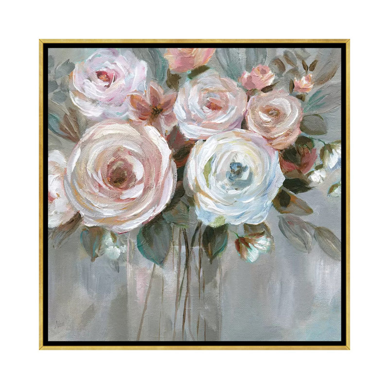 «Bouquet In Blush» par Nan - impression, Encadrement doré, H 37 po x l 37 po x P 1,5 po