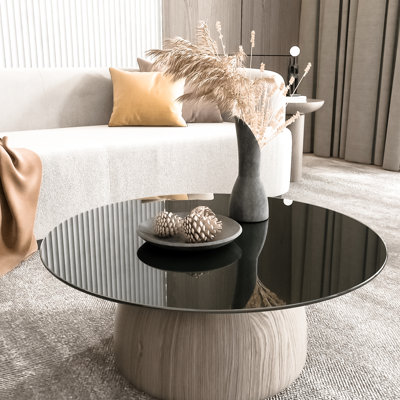 Table ronde en verre trempé noir de 30 po / 4 po d'épaisseur avec bordure polie - idéale pour les tables de bureau, de salle à manger et de vestibule