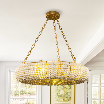 Boho 24" 6-Light Dimmable Wheel Beaded Chandelier