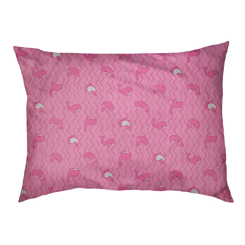 Coussin pour chien Campion Whales, Moyen (L 29,5 po x P19,5 po x H 9,5 po), Rouge violet pâle / blanc