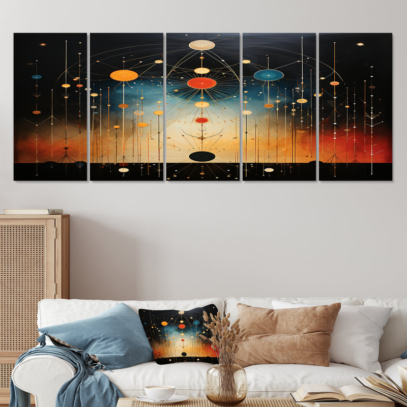 Coreyonna - Paysage abstrait, art mural sur toile, 5 pièces, H 32 po x l 80 po