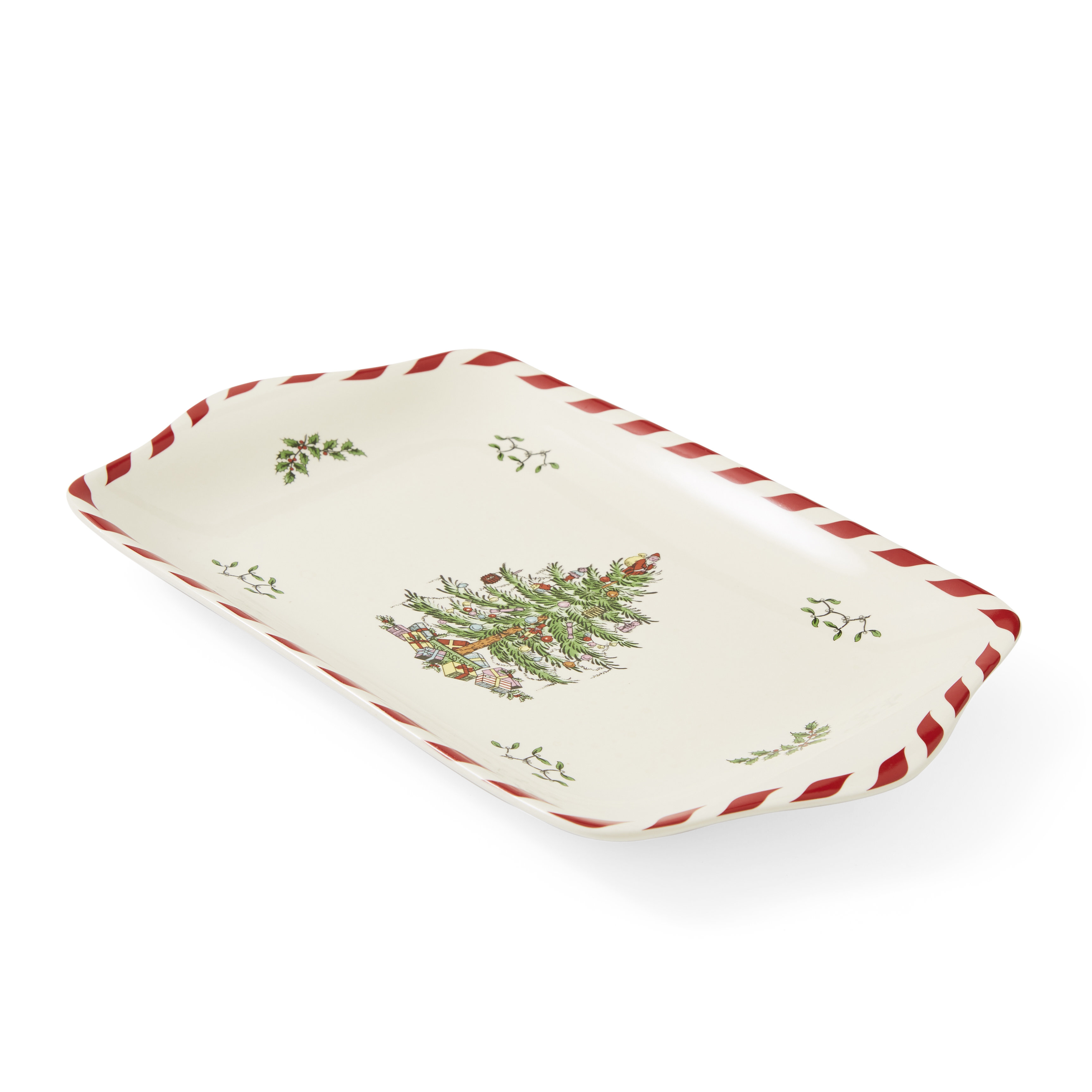 Christmas Plastic Food Trays  Green Partitioned Christmas Tree Tray