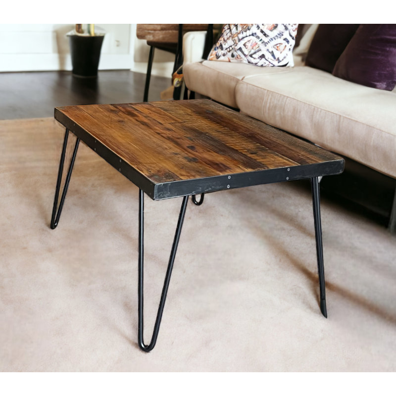 Table basse à 4 pieds en métal, H 13,5 po x L 42 po x l 24 po