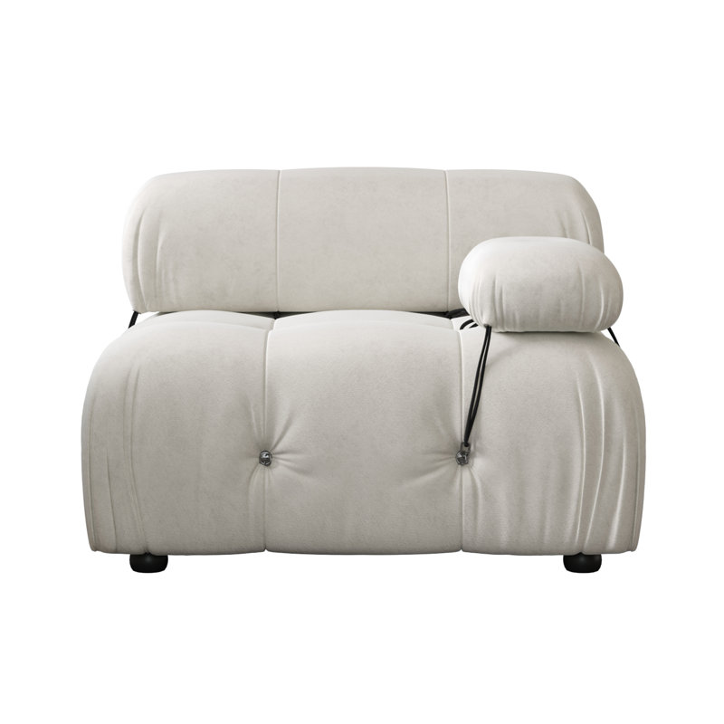 Chaise rembourrée en tissu de velours simple à un bras, Beige