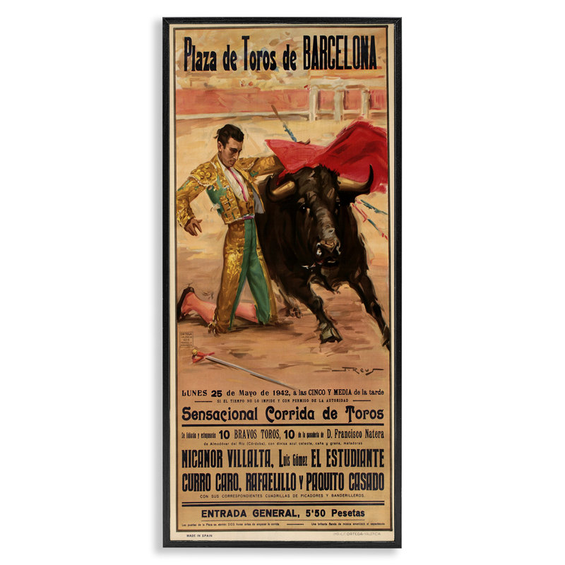 Affiche classique de style rodéo, art giclée par Marcus Jules, H 24 po x l 10 po, Giclée encadrée noir minuit