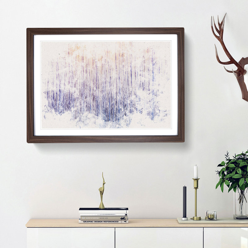 Warm Winter Forest Watercolour - Framed Print, 35cm H x 50cm W x 2cm D, Walnut